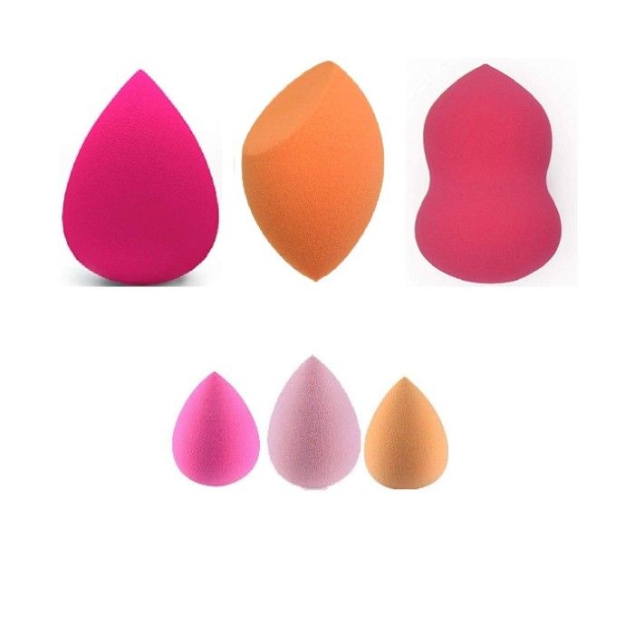 Buy AY Makeup Sponge Puff (Set of 6, Color May Vary), 3 Large and 3 Mini - Purplle