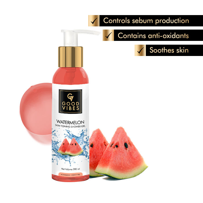 Buy Good Vibes Skin Toning Shower Gel (Body Wash) - Watermelon (200 ml) - Purplle