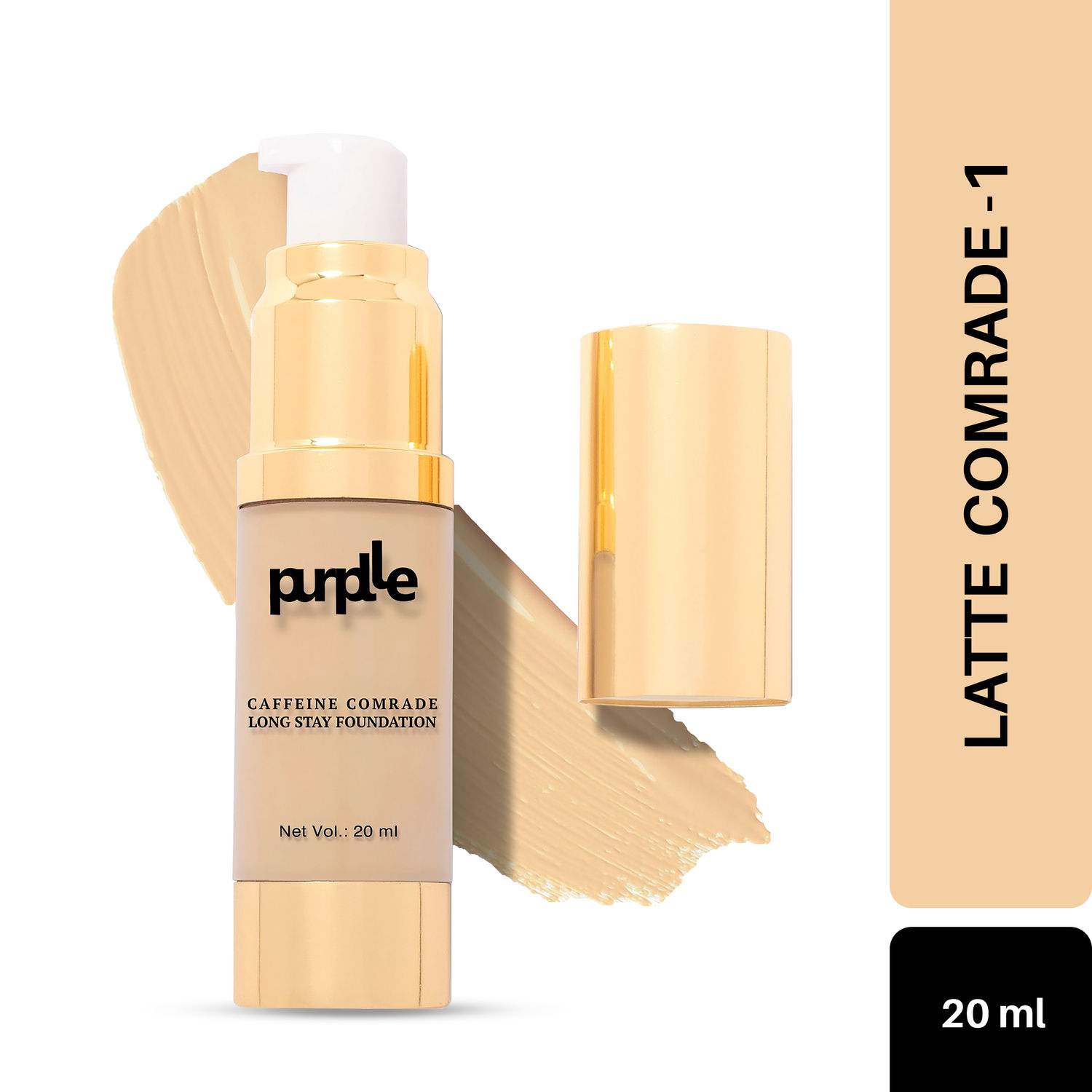 Buy Purplle Caffeine Comrade Long Stay Foundation For Fair Skin|Matte|Sweatproof|Weightless|Paraben and Sulphate Free - Latte Comrade 1 (20 ml) - Purplle