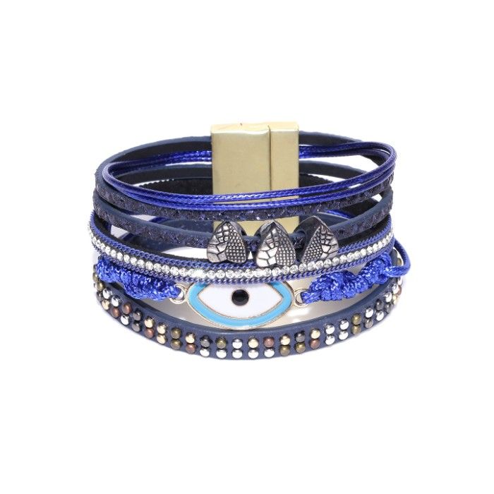 Buy Golden Peacock Unisex Blue Multistranded Bracelet - Purplle