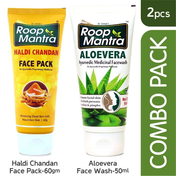 Buy Roop Mantra Anti Acne Pimple Combo (Haldi Chandan Face Pack 60gm + Aloe vera Face Wash 50ml) Helpful in Acne, Pimples, Skin Infections - Purplle