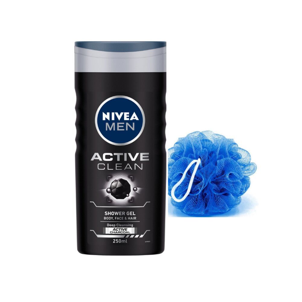 Buy Nivea Men Active Clean Shower Gel With Free Loofah (250 ml) - Purplle