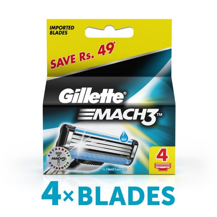 Buy Gillette Mach 3 Manual Shaving Razor Blades (Cartridge) 4s Pack - Purplle