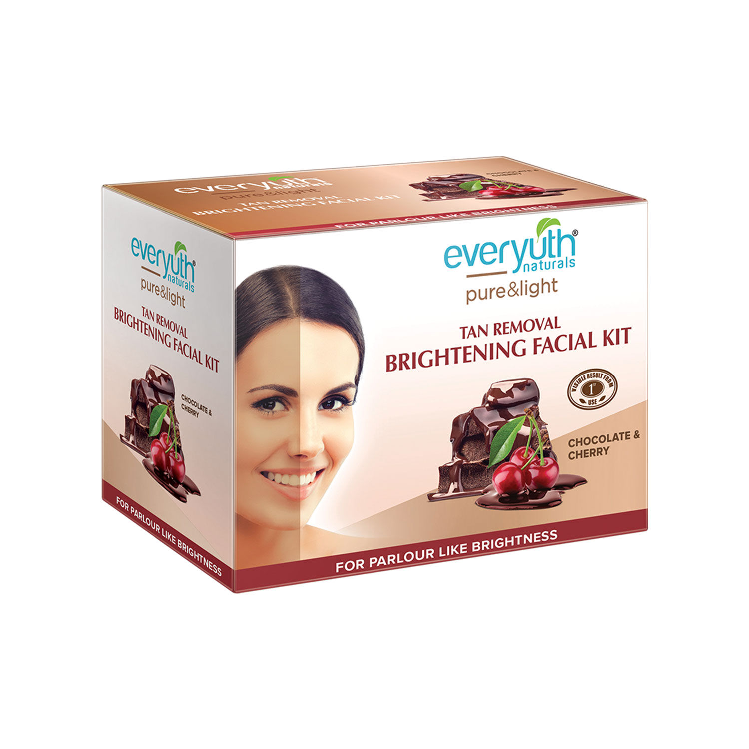 Buy Everyuth Naturals Pure & Light Tan Removal Brightening Choco Cherry Facial Kit, 95gm, Box - Purplle