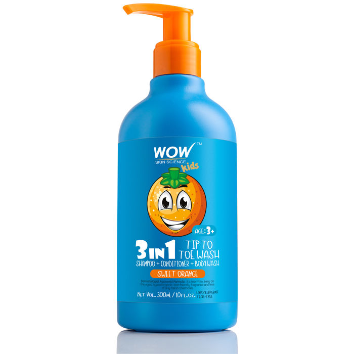 Buy WOW Skin Science Kids 3 In 1 Tip To Toe Wash (Shampoo + Conditioner + Bodywash) - Sweet Orange (300 ml) - Purplle