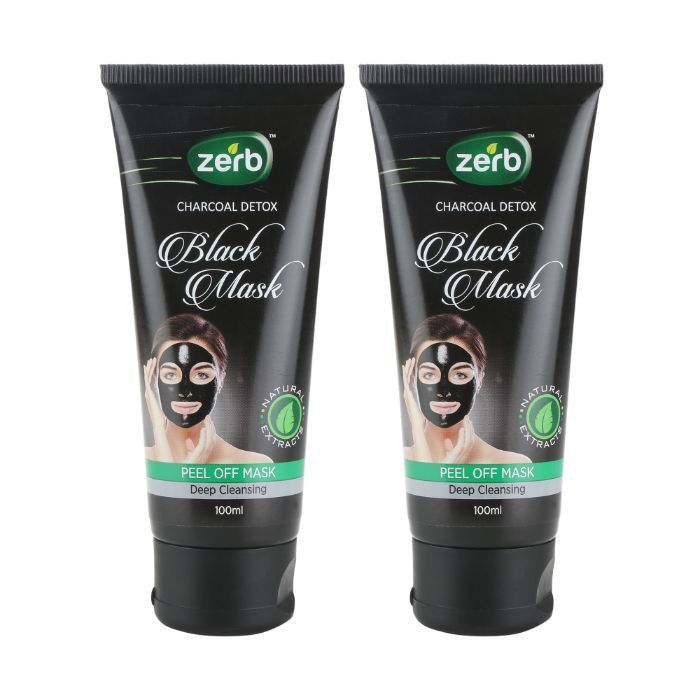 Buy Zerb Activated Charcoal Face Mask For Deep Cleansing Reduce Blackhead And Remove Impurities Ideal For All Skin Types (Set Of 2 X 100 ml) - Purplle