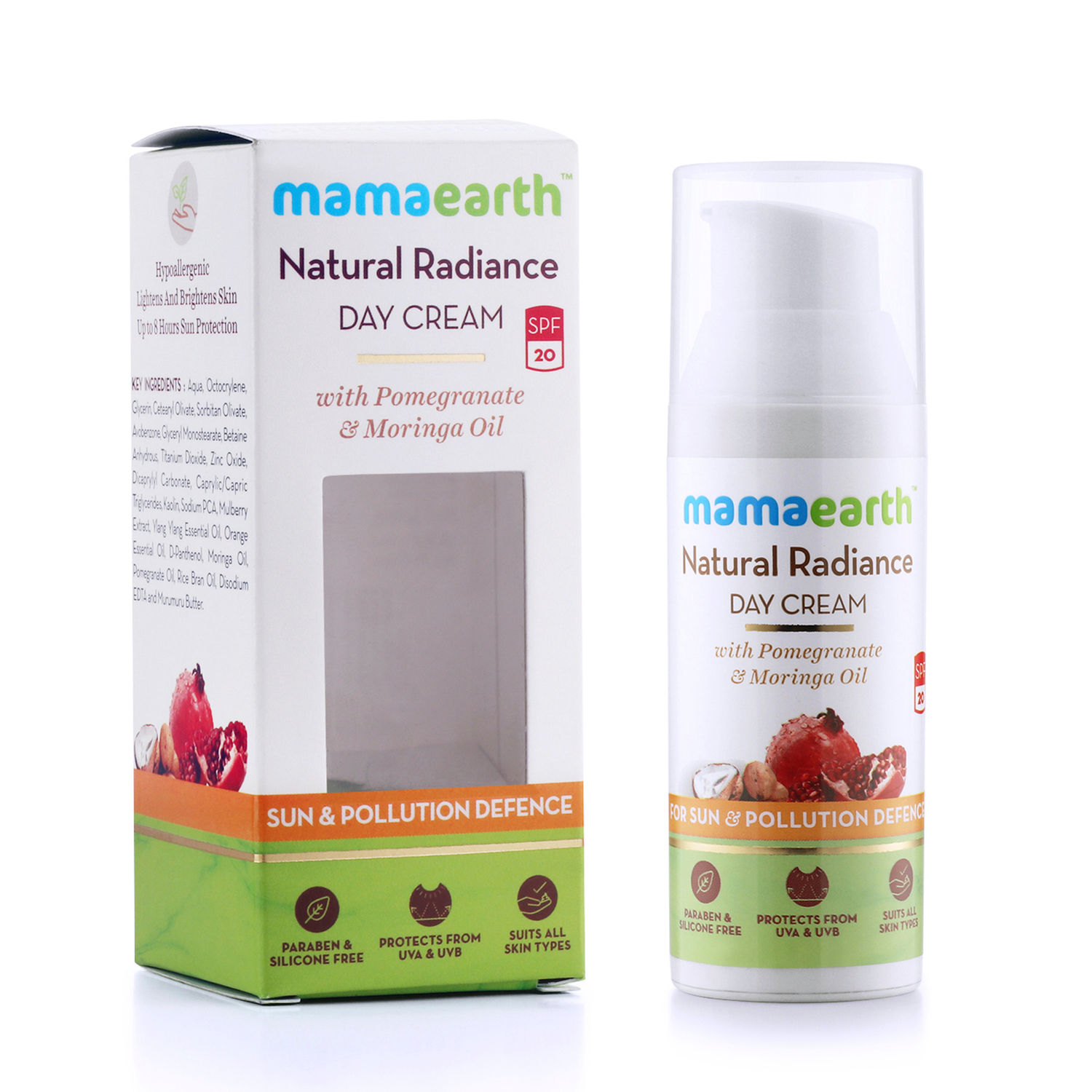 Buy Mamaearth Day Cream With Spf 20+, Whitening And Tightening Face Cream With Moringa & Pomegranate Oil - Purplle