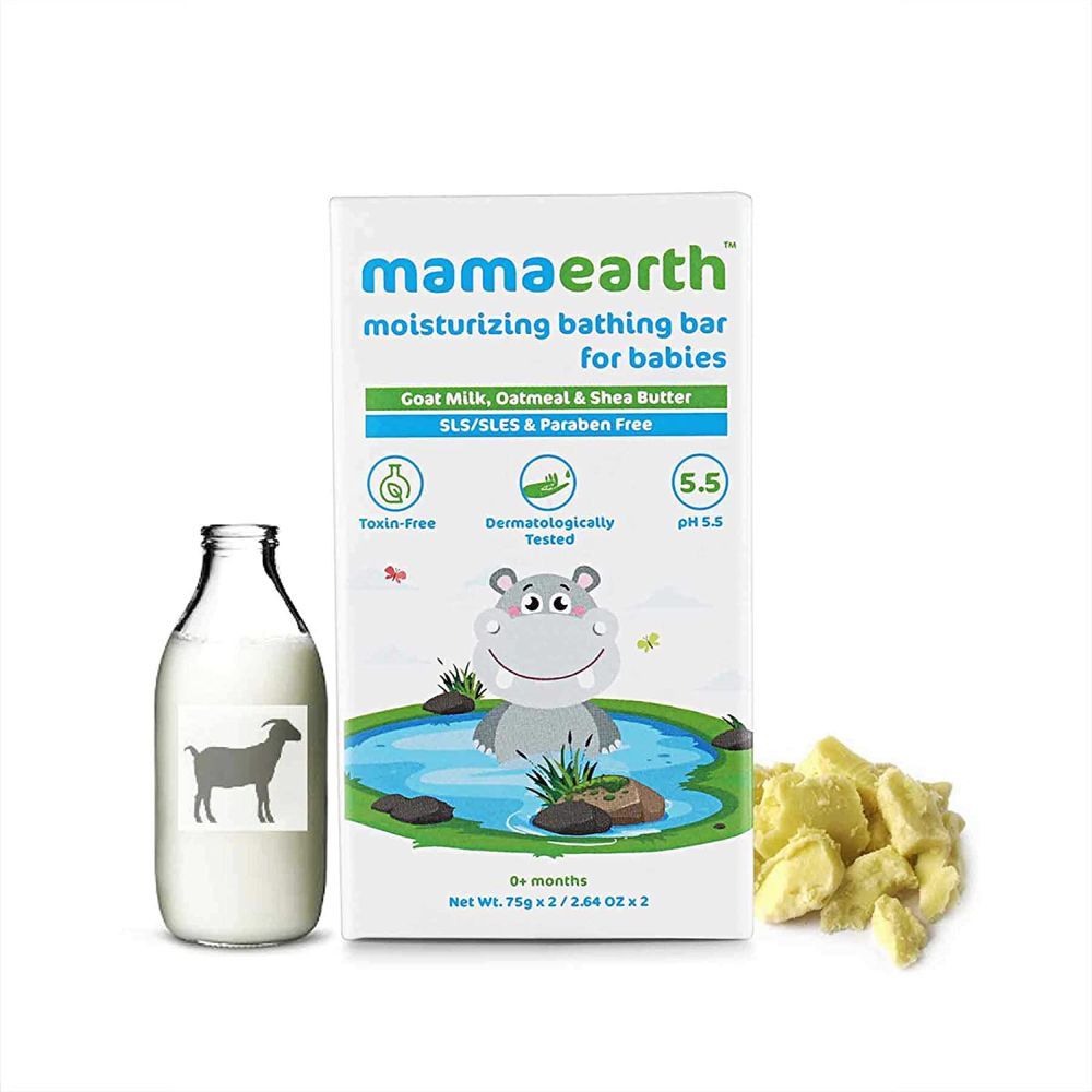 Buy Mamaearth Moisturizing Bathing Bar Soap with Goat Milk & Oatmeal For Babies - 2* 75 g - Purplle