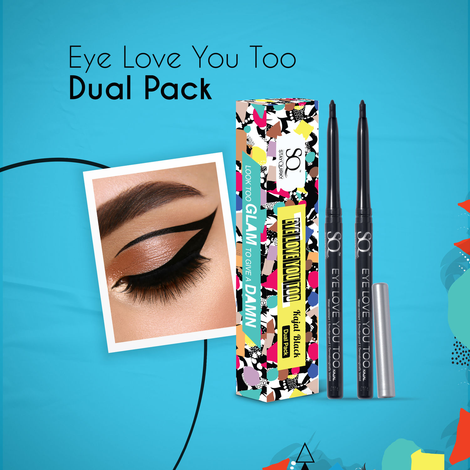 Buy Stay Quirky Kajal Super Black Eye Love You Too| Long Lasting| Smudgeproof| Water resistent| Vegan| Dermatologically tested|Intense Pigmentation - Dual Pack (0.35 g X 2) - Purplle