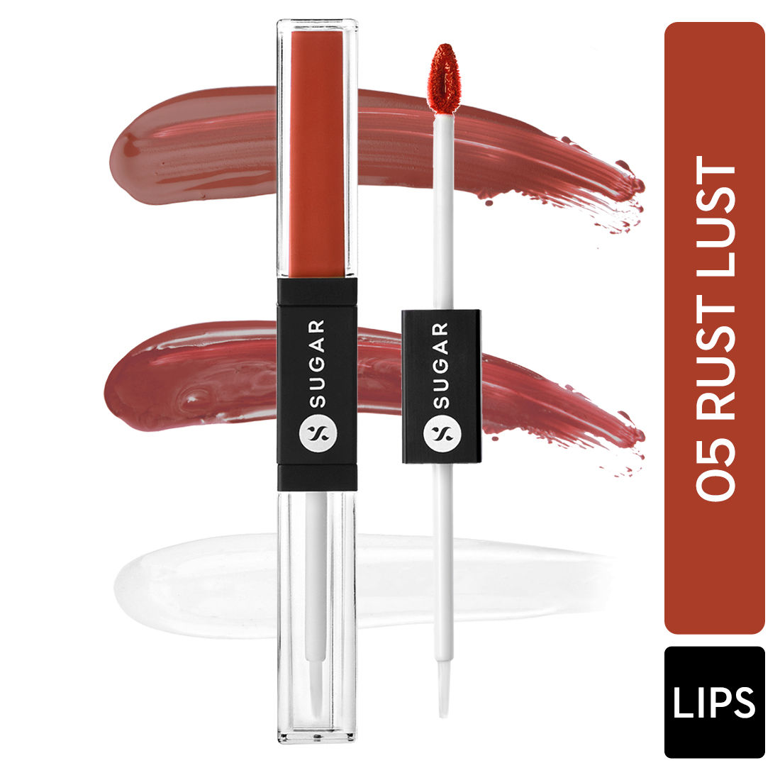 Buy SUGAR Cosmetics - Smudge Me Not - Lip Duo - 05 Rust Lust (Red Terracotta) - 3.5 ml - 2-in-1 Duo Liquid Lipstick with Matte Finish and Moisturizing Gloss - Purplle