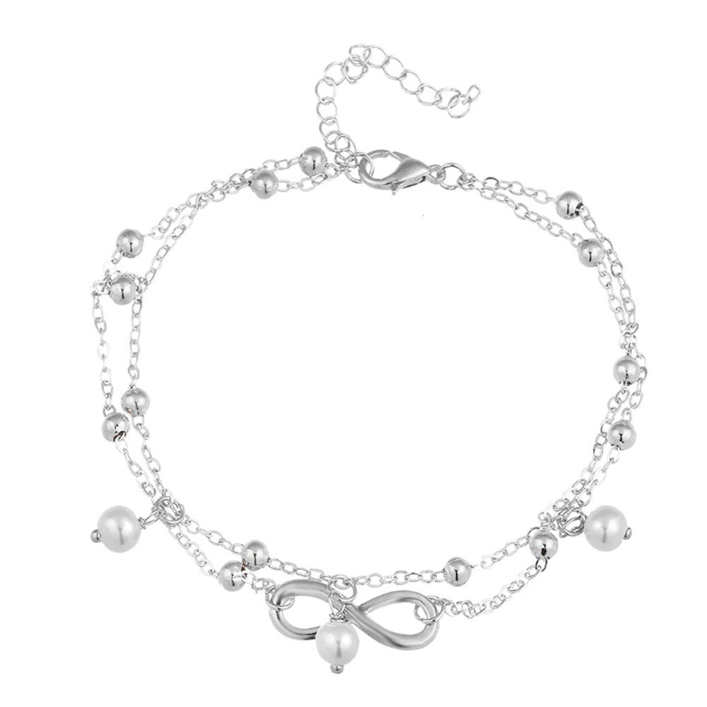 Buy Ferosh Silver Infinity Gisa Layered Anklet - Purplle