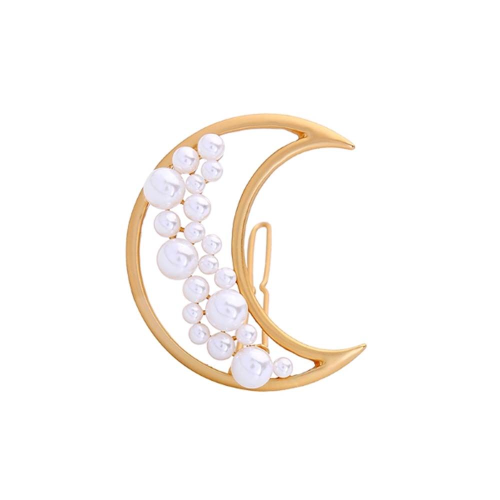 Buy Ferosh Cassia Pearl-Studded Crescent Gold Hair Pin - Purplle