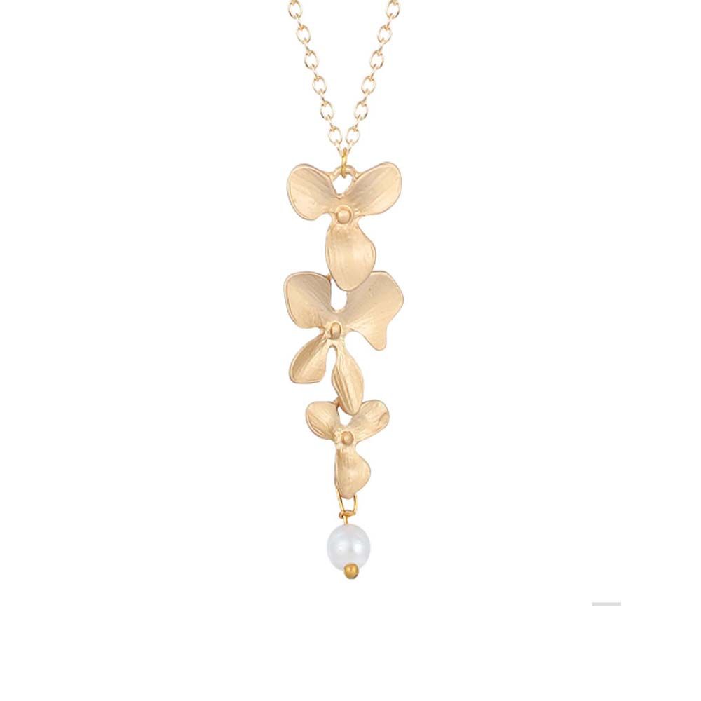 Buy Ferosh Gold Flower Layered Pendant Necklace - Purplle