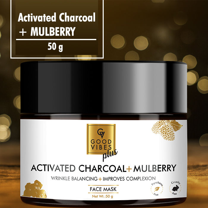 Buy Good Vibes Plus Face Mask, Wrinkle Balancing + Skin Detoxifier - Activated Charcoal + Mulberry (50 gm) - Purplle