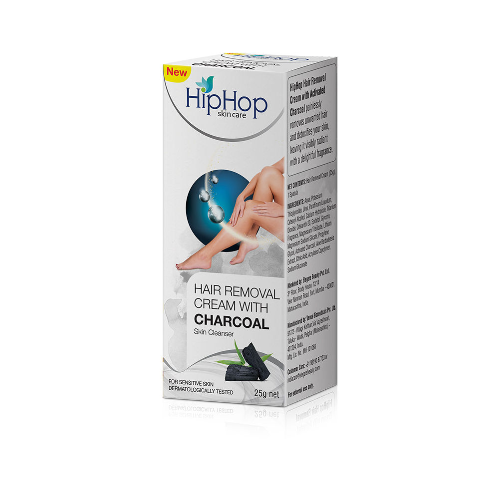 Buy HipHop Skincare Hair Removal Cream with Charcoal, Hair-free, Smooth & Nourished Skin, Sensitive Skin Formula, Dermatologically Tested (25 GM) - Purplle