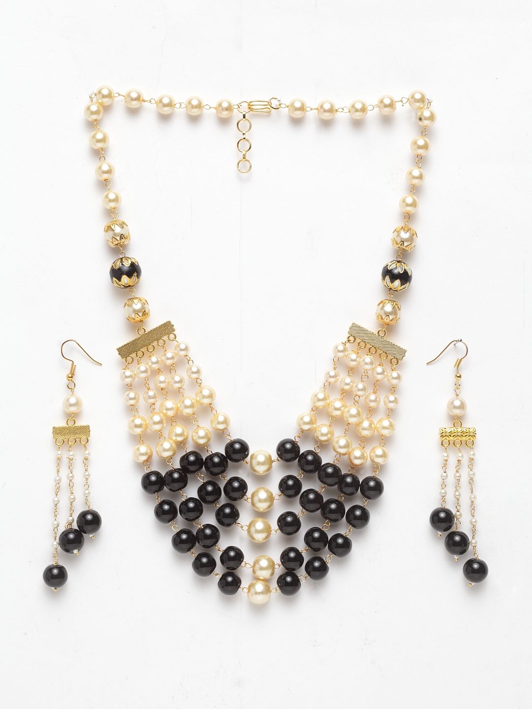 Buy Ferosh Iditri Black-Golden Pearl Neckpiece-Earrings Set - Purplle