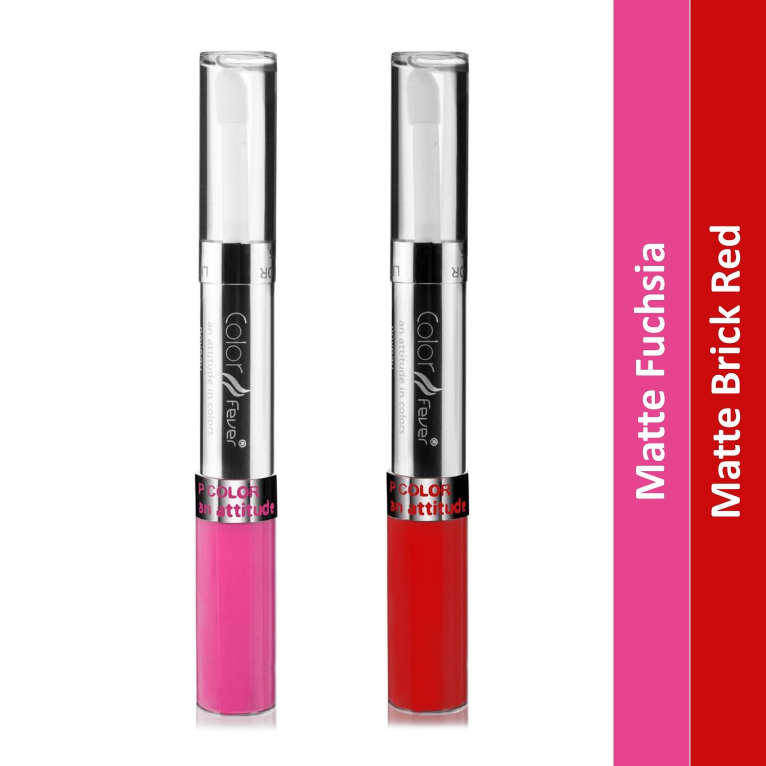 Buy Color Fever 2 in 1 Super Matte Lip Color with Transparent Lip Gloss - Buy 1 Get 1 Free (12 ml) each (Pink) - Purplle