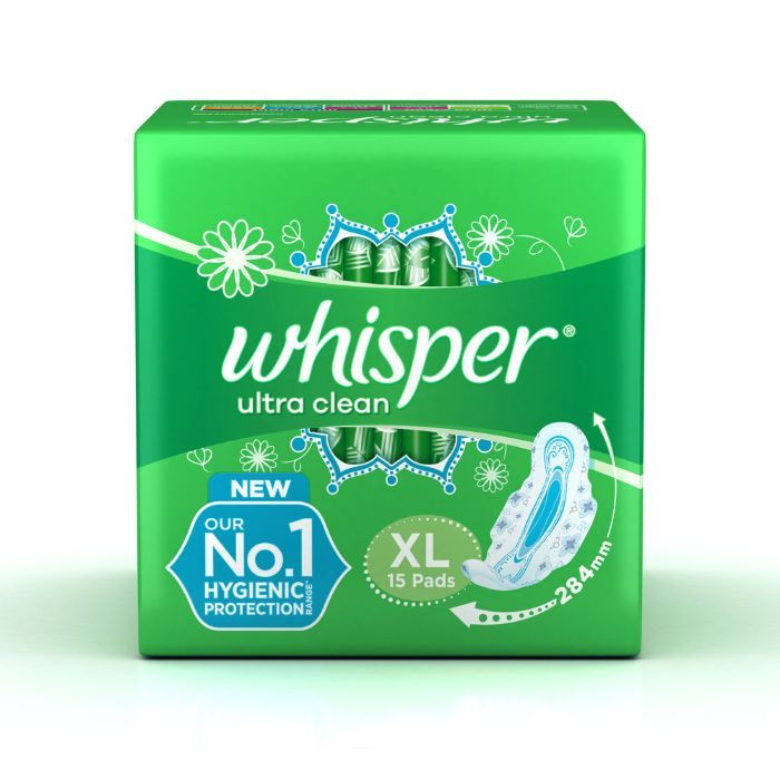 Buy Whisper Ultra Clean Sanitary Pads XL Wings 15 pc Pack - Purplle