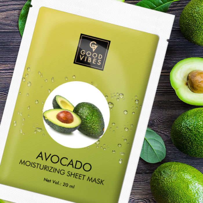 Buy Good Vibes Avocado Moisturizing Sheet Mask | Hydrating, Anti-Bacterial, Softening | No Animal Testing (20 ml) - Purplle