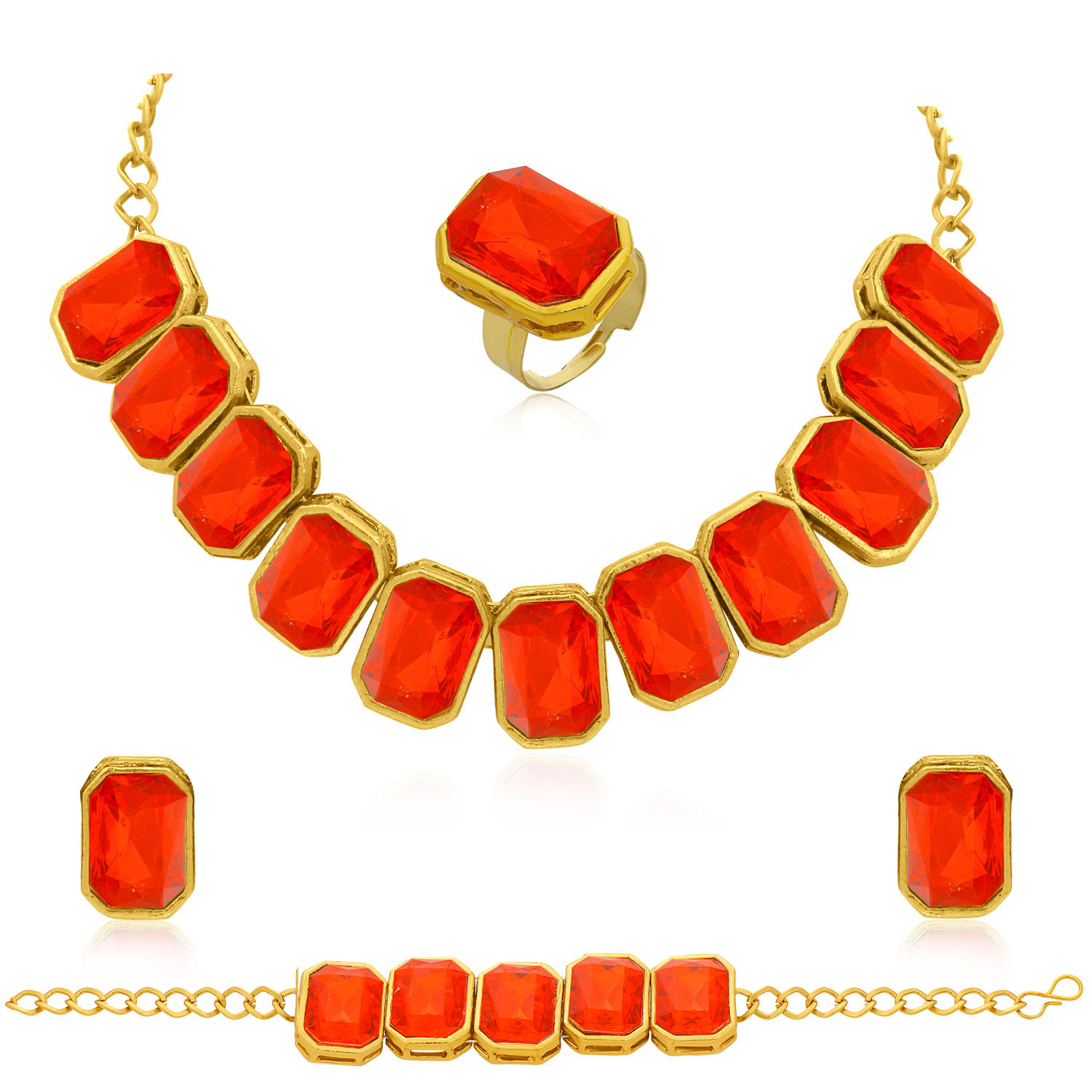 Buy Sukkhi Wavy Red Diamond Gold Plated Combo Set for Women - CBMIX78323 - Purplle