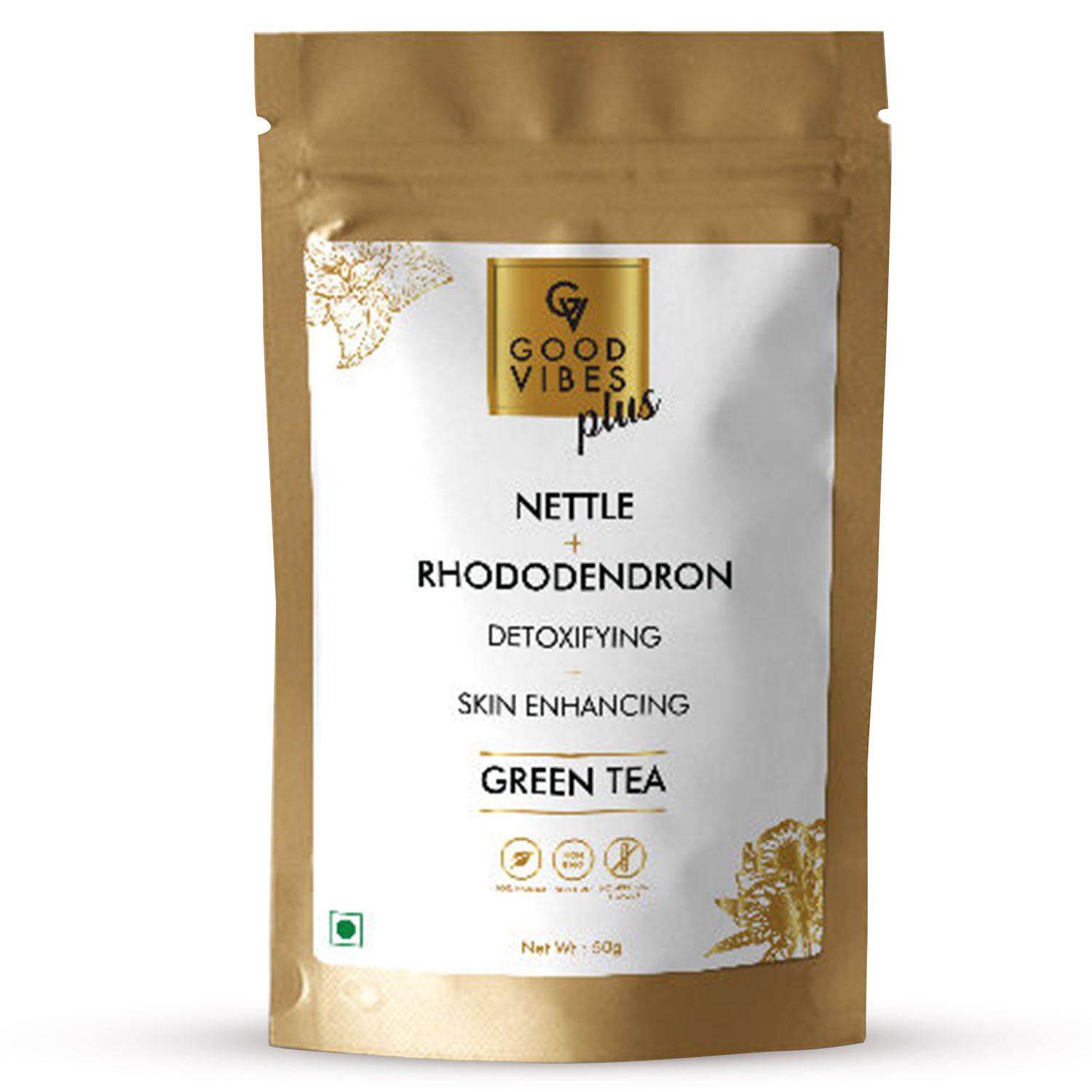 Buy Good Vibes Plus Detoxfiying + Skin Enhancing Green Tea - Nettle + Rhododendron (50 gm) - Purplle