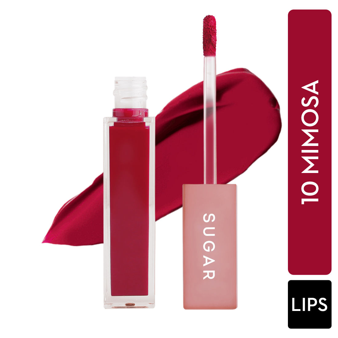 Buy SUGAR Cosmetics - Mettle - Liquid Lipstick - 10 Mimosa (Deep Pinkish Red with Blue Undertone) - 7 gms - Creamy, Lightweight Lipstick, Lasts Up to 14 hours - Purplle