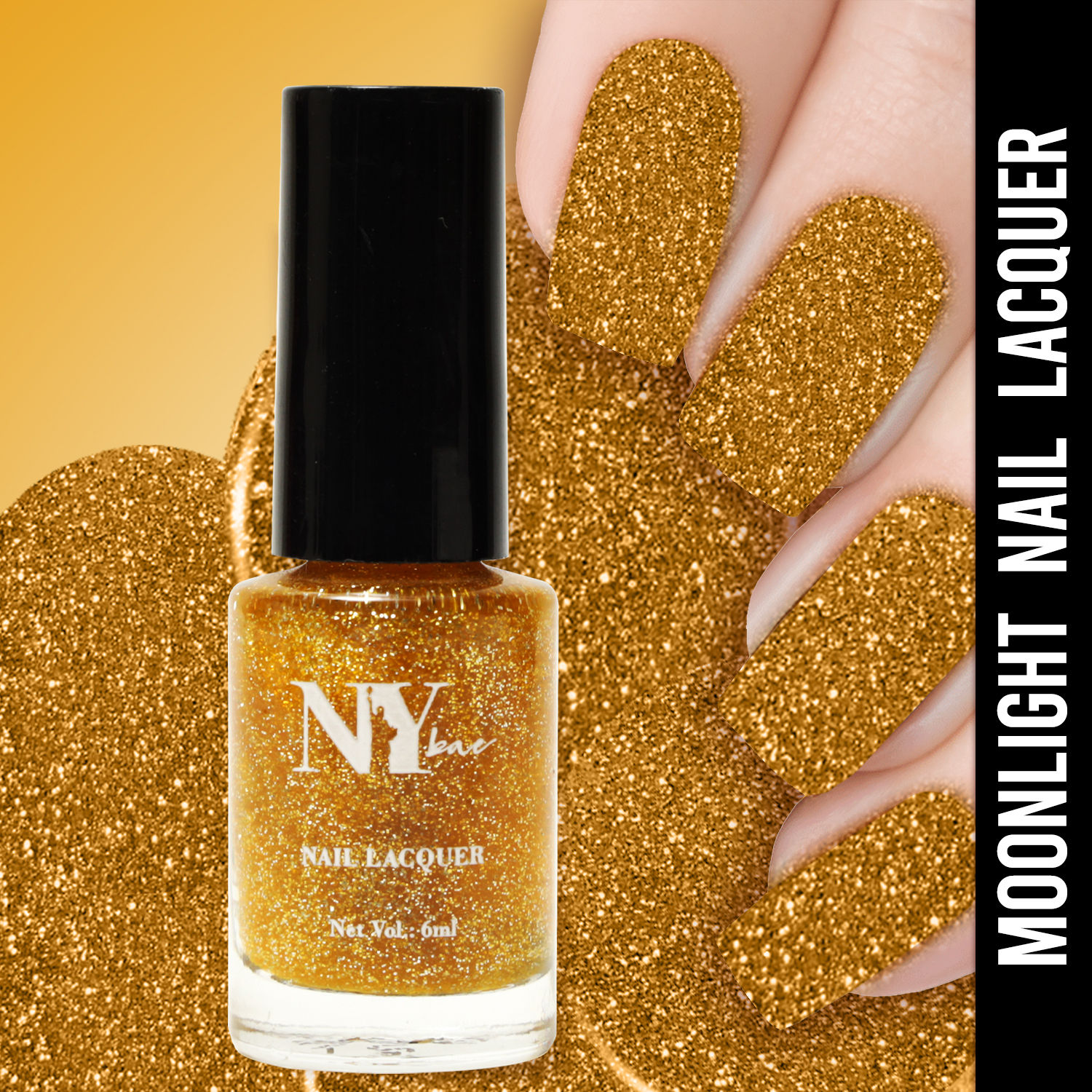 Buy NY Bae Nail Lacquer, Glitter | Shimmer Paint | Chip Resistant Polish | Highly Pigmented | Gold - Grand Terminal Moonlight 17 (6 ml) - Purplle