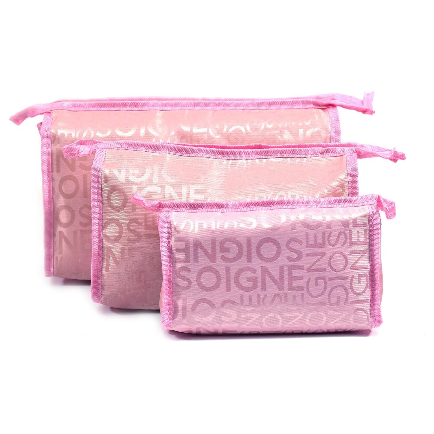 Buy Bonjour Paris Coat Me 3 pc Women's Multi Purpose Makeup Bag / Cosmetic Pouch Pink Sign - Purplle