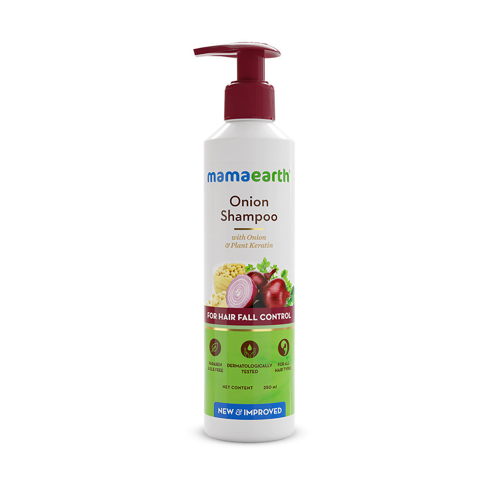 Buy Mamaearth Onion Hair Fall Shampoo For Hair Growth & Hair Fall Control, With Onion Oil & Plant Keratin (250 ml) - Purplle