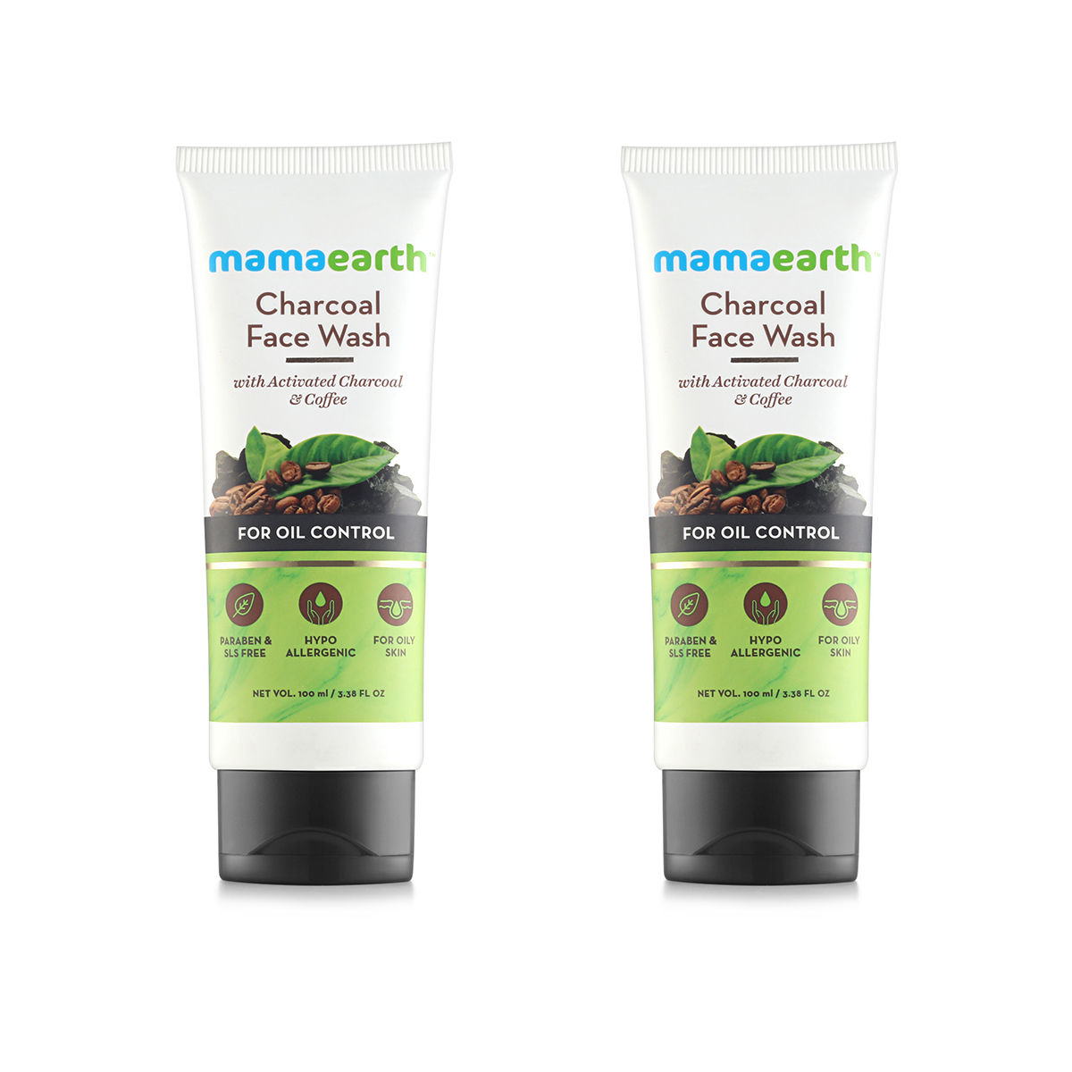 Buy Mamaearth Charcoal Natural Face Wash For Oil Control And Pollution Defence Face Wash Charcoal Facewash 2Pc - Purplle