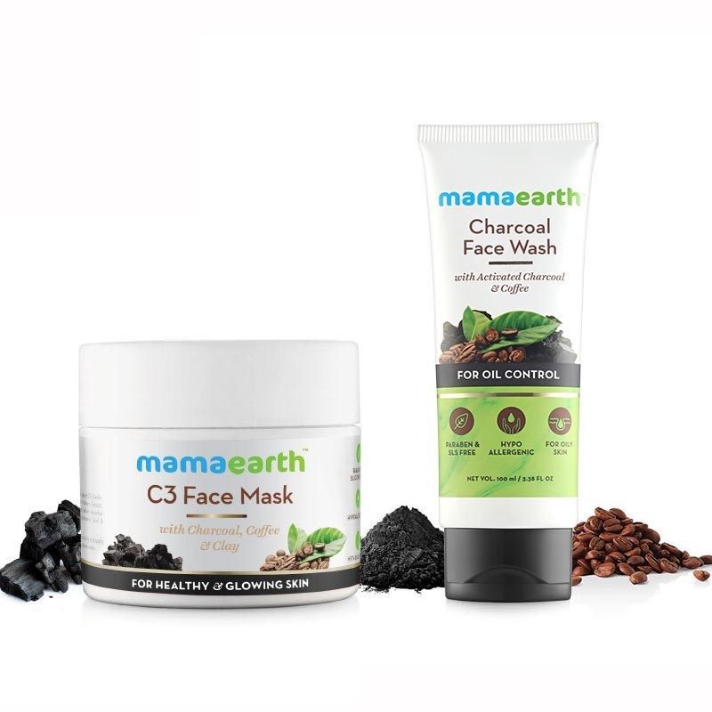 Buy Mamaearth Charcoal Secrets C3 Face Mask (100ml) + Charcoal Face Wash (100 ml) With Charcoal & Coffee - Purplle