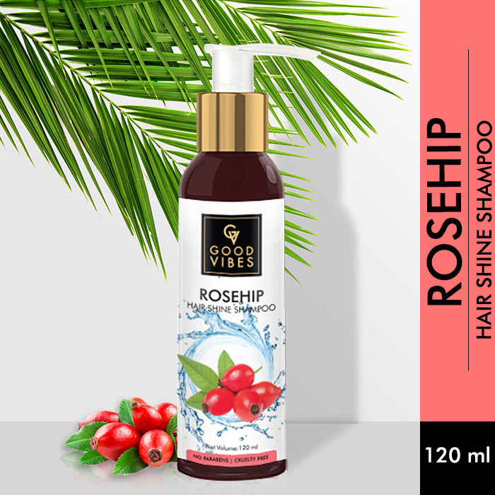 Buy Good Vibes Hair Shine Shampoo - Rosehip (120 ml) - Purplle