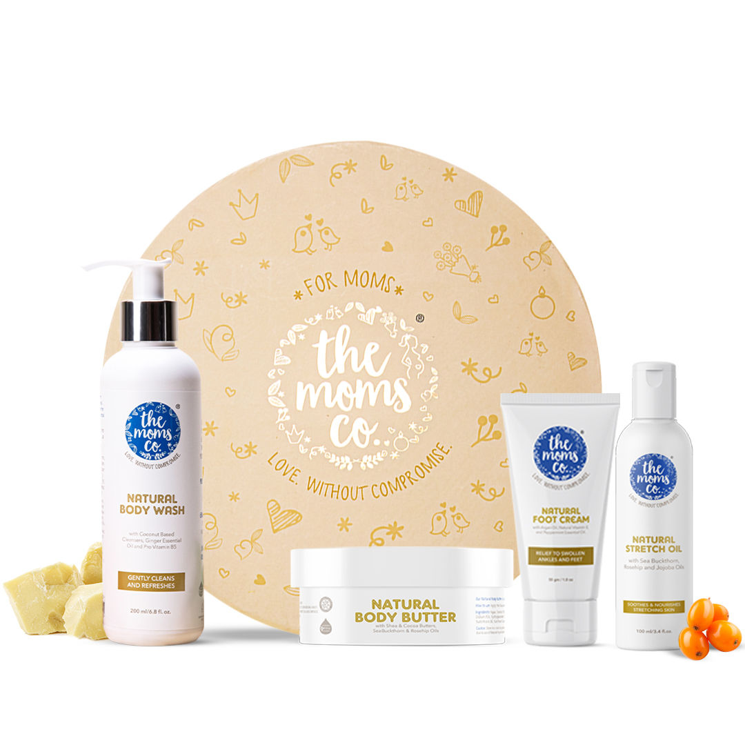 Buy The Moms Co. All-Natural Complete Care Pregnancy Gift Box, 4-Piece Pregnancy Gift Set, Including Australian Certified Toxin-Free Body Butter for pregnant belly - Purplle