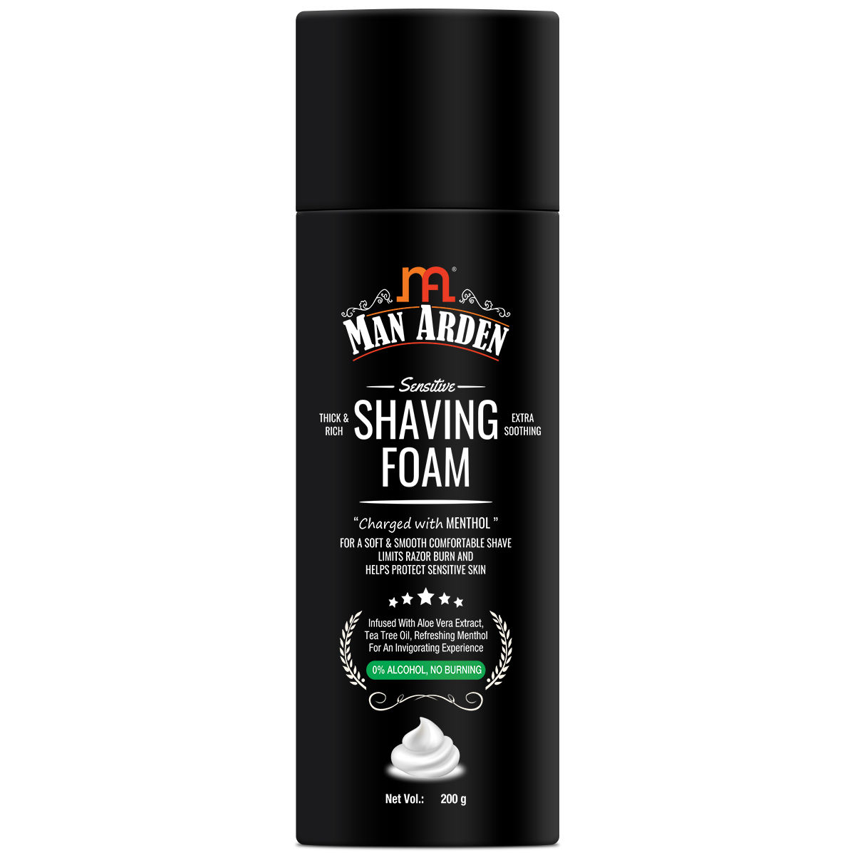 Buy Man Arden Shaving Foam For Sensitive Skin - Charged with Menthol, Aloevera and Tea Tree (200 g) - Purplle