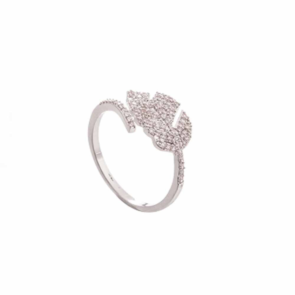 Buy Ferosh Amelia Leafy Silver Rhinestone Ring - Purplle