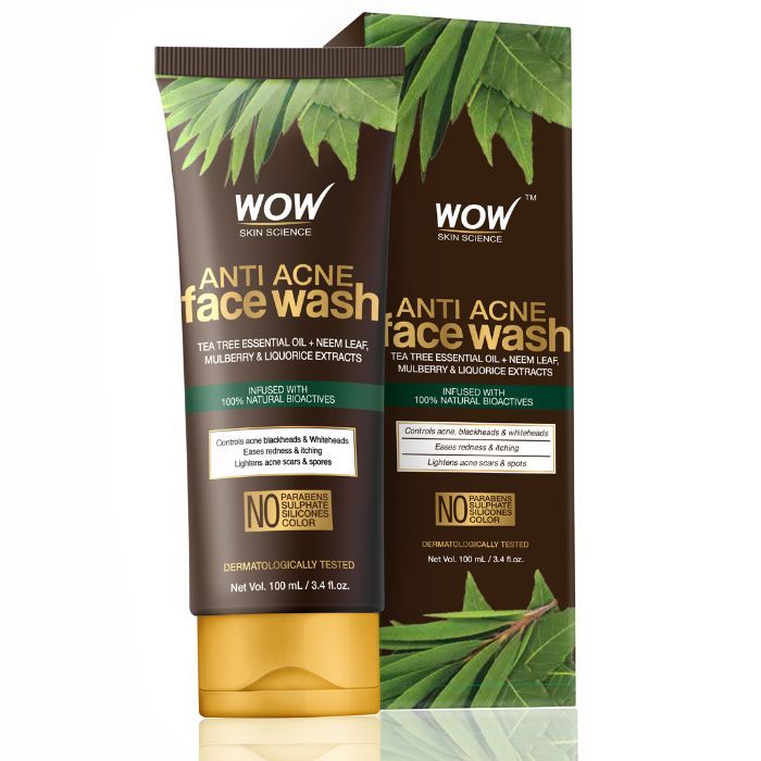 Buy WOW Anti Acne Neem & Tea Tree Face Wash - OIL Free - No Parabens, Sulphate, Silicones & Color (100 ml) - Purplle