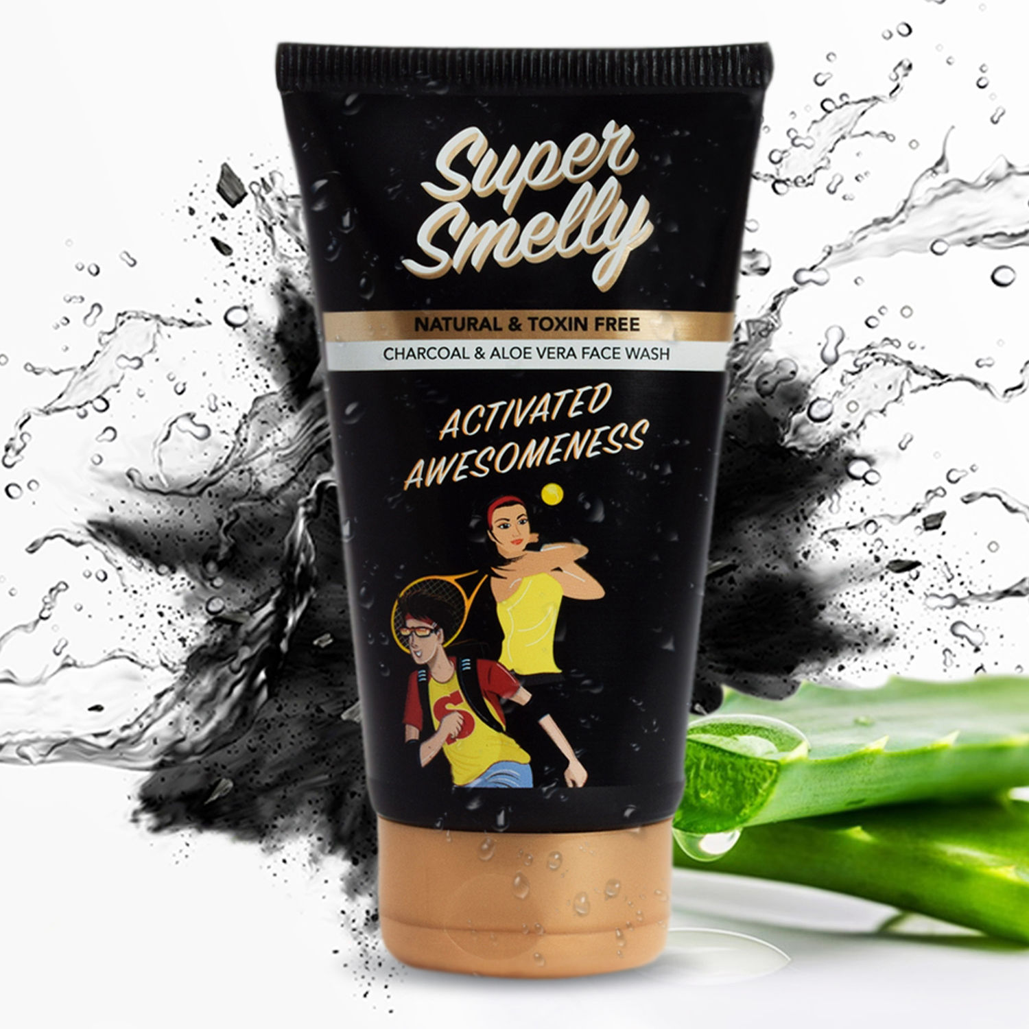 Buy Super Smelly - 100% Toxin Free & All Natural Charcoal Face Wash for Acne and Pollution Control - Activated Charcoal, Ginseng & Aloe Vera - 100 ml - Purplle