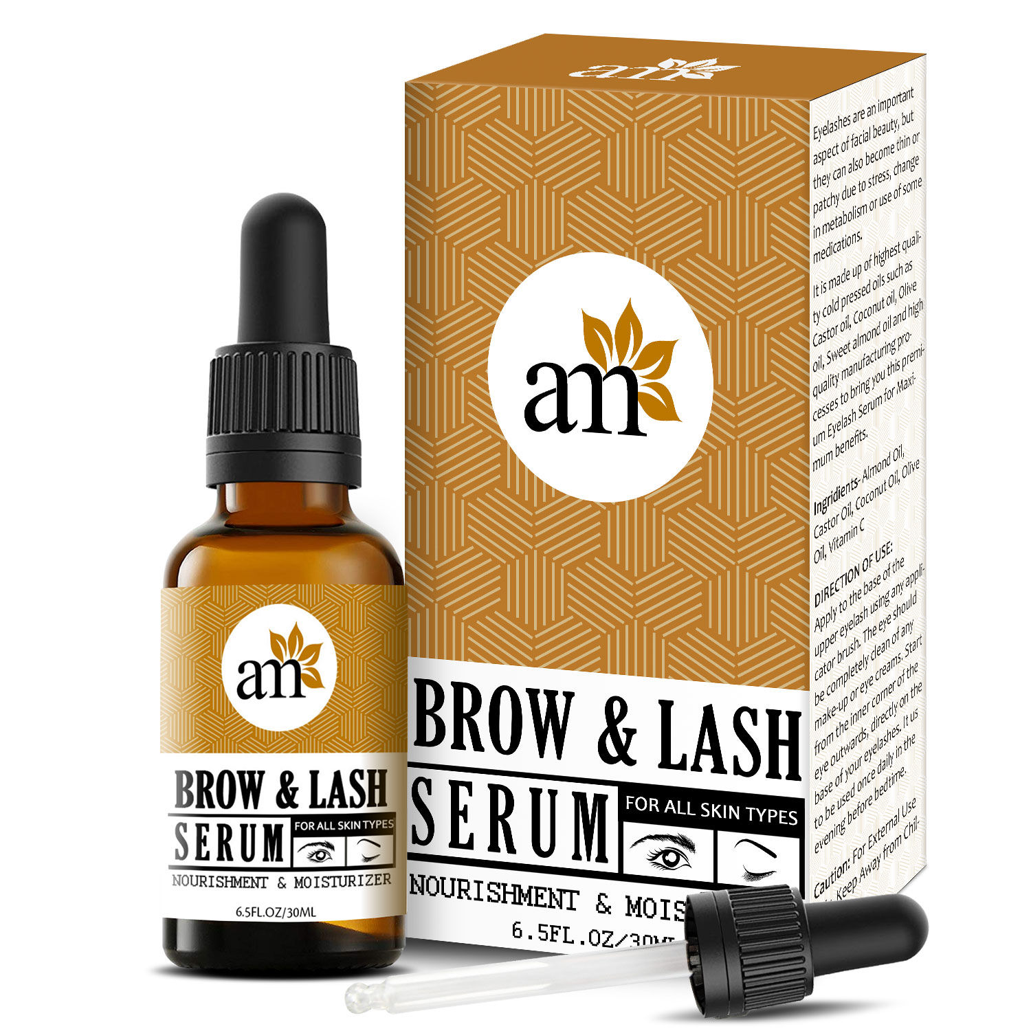 Buy AromaMusk Brow & Lash Growth Serum For Thicker, Longer Eyebrows and Eyelashes, (30 ml) (With Castor Oil & 100% Natural Ingredients) - Purplle