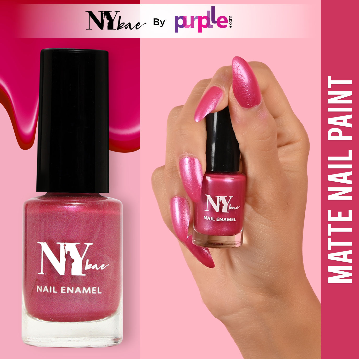 Buy NY Bae Creme Nail Enamel - Pastrami On Rye 11 (6 ml) | Dark Pink | Smooth Creamy Finish | Rich Colour Payoff | Chip Resistant | Quick Drying | One Swipe Application | Vegan | Cruelty & Lead Free | Non-Toxic - Purplle