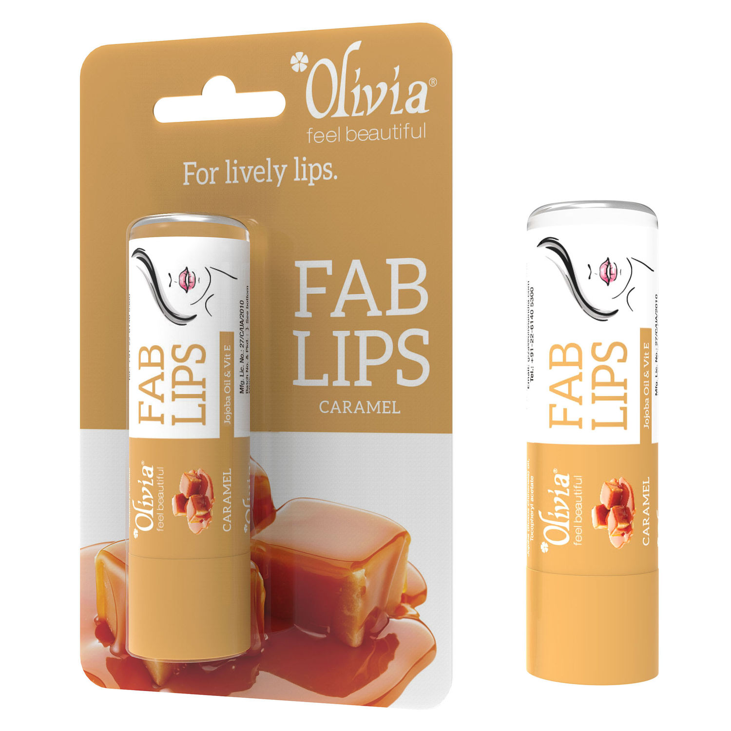 Buy Olivia Caramel Fab Lip Balm Jojoba Oil & Vitamin E for Lively Lips (4.3 g) - Purplle