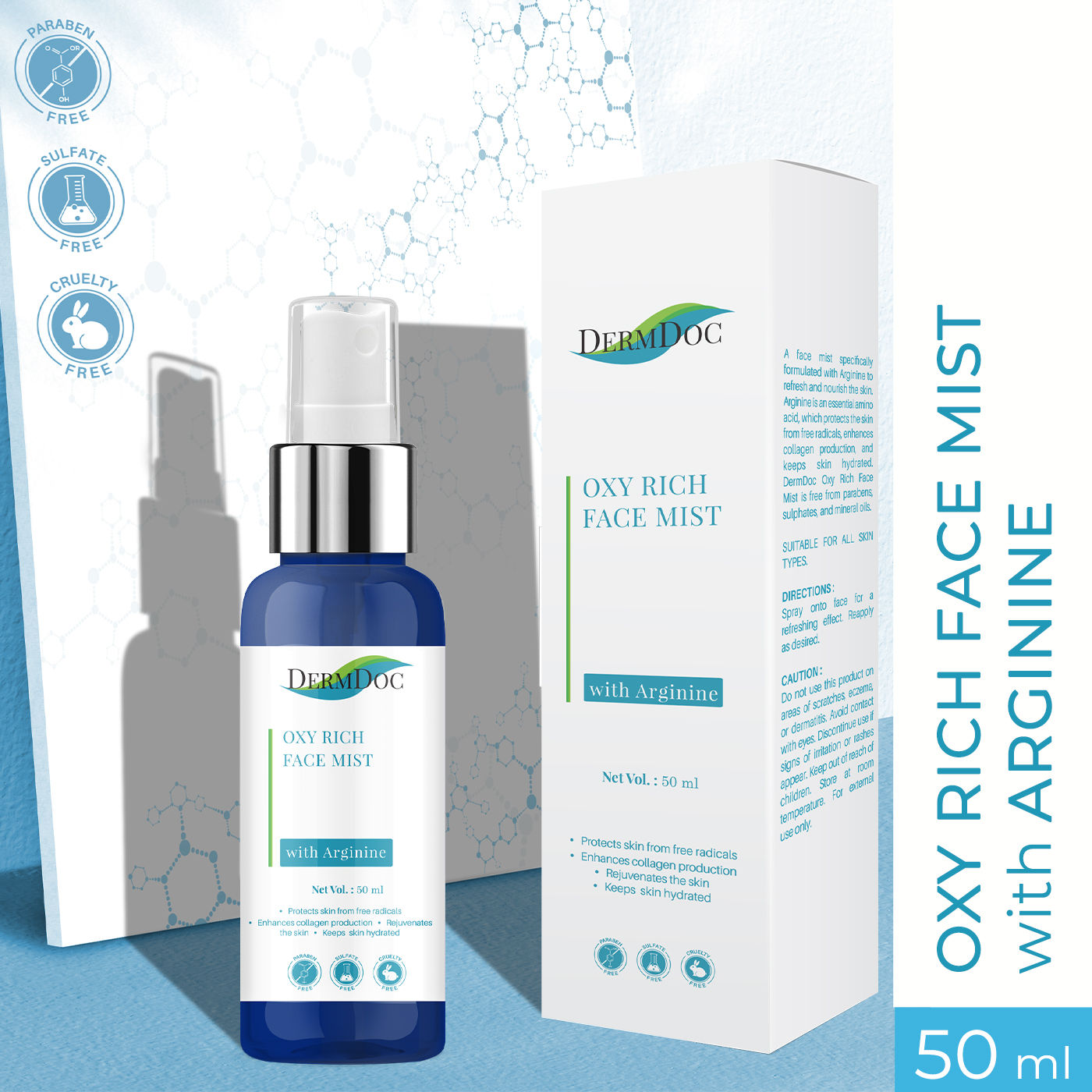 Buy DermDoc Oxy Rich Face Mist with Arginine (50 ml) - Purplle