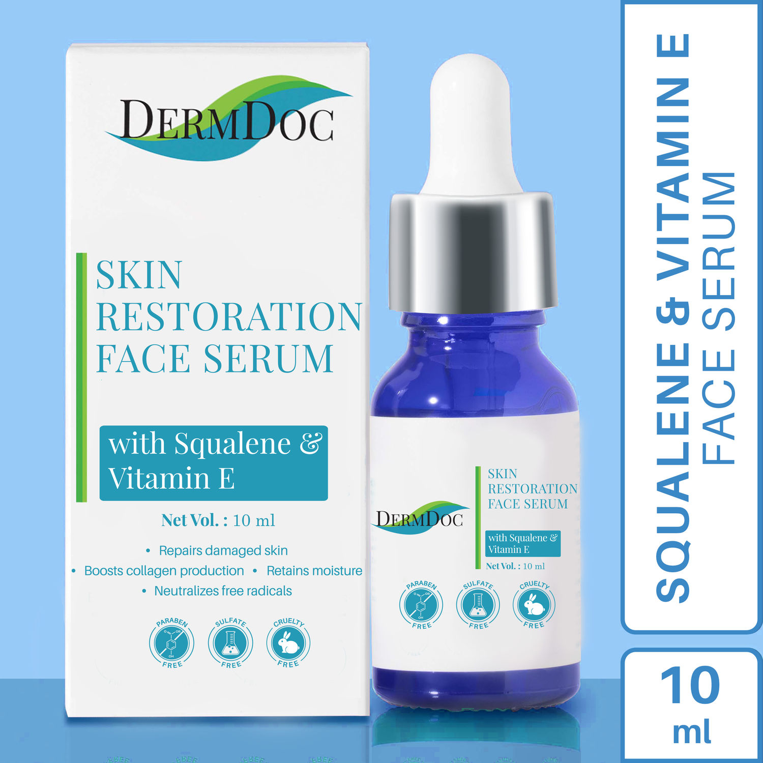 Buy DermDoc Squalane and Vitamin E Face Serum (10 ml) | For All Skin Types | Moisturizes Skin , Smooth Skin Texture , Lightweight Serum | Paraben Free , Sulfate Free , Cruelty Free - Purplle