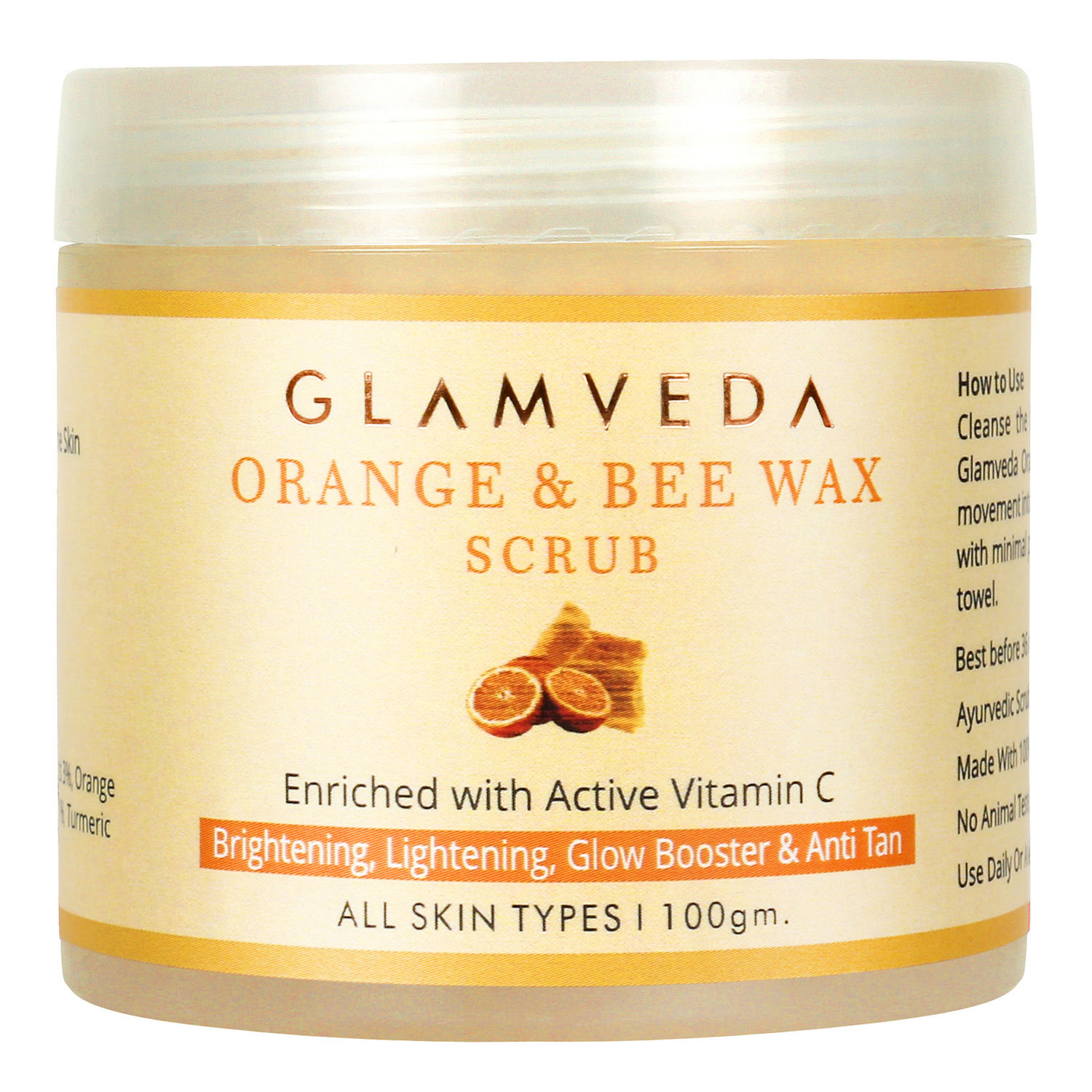 Buy Glamveda Orange & Bee Wax Brightening Scrub (100 g) - Purplle