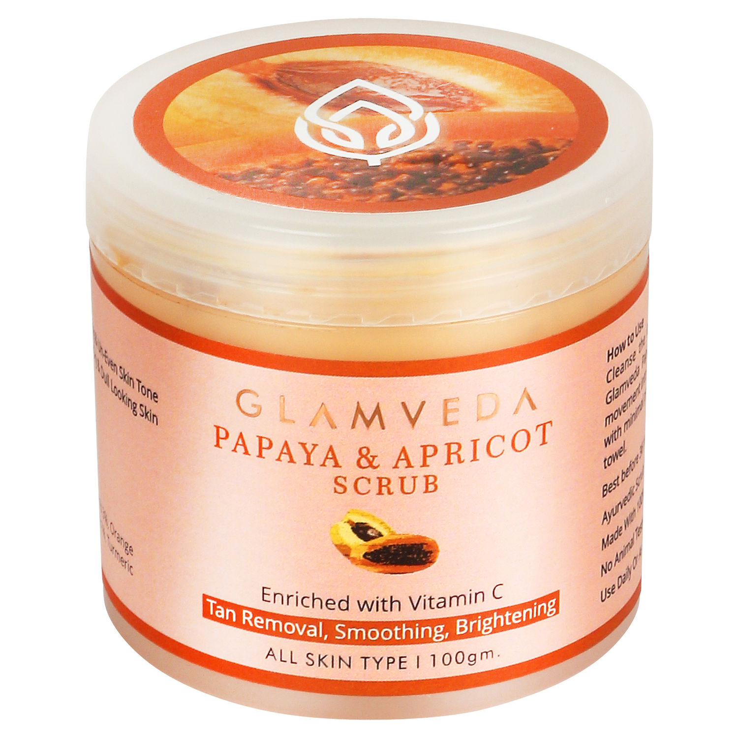 Buy Glamveda Papaya & Apricot Tan Removal Scrub (100 g) - Purplle
