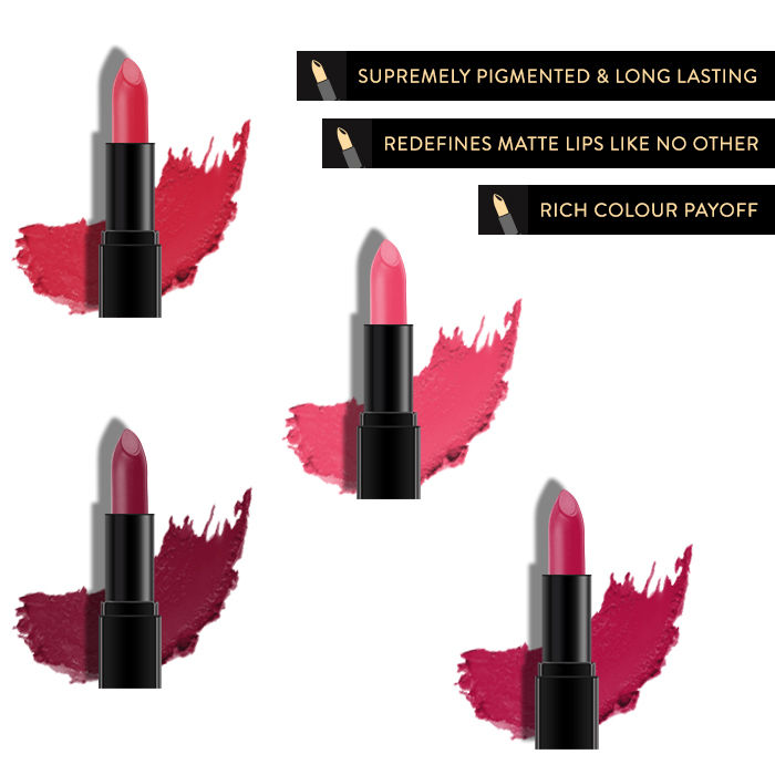 Buy Purplle Ultra HD Matte Mini Lipstick, For Wheatish Skin, Pack of 4 - Kit 5 (1.5 g X 4) - Purplle