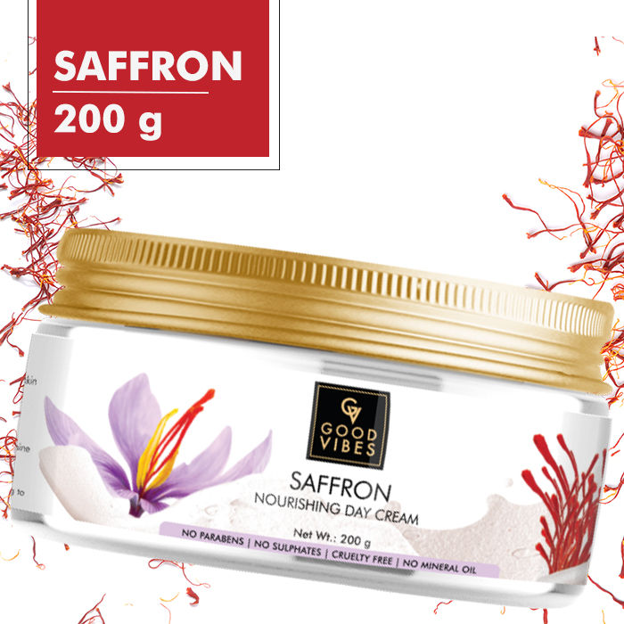 Buy Good Vibes Saffron Nourishing Day Cream | Hydrating, Glow | With Coffee | No Parabens, No Sulphates, No Mineral Oil, No Animal Testing (200 g) - Purplle