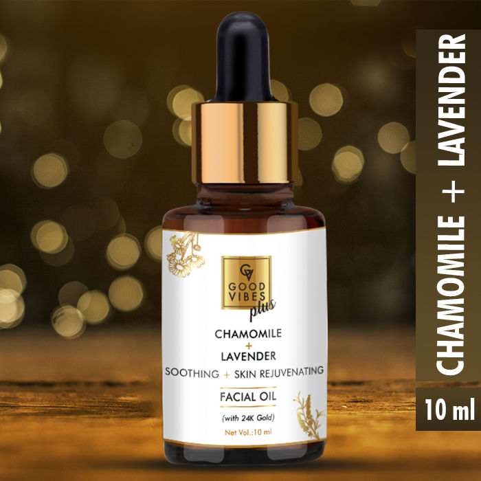 Buy Good Vibes Plus Chamomile + Lavender Soothing + Skin Rejuvenating Facial Oil with 24K Gold (10 ml) - Purplle