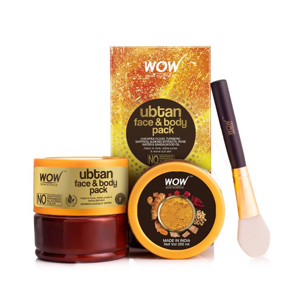 Buy WOW Skin Science Ubtan Face & Body Pack For Tan Removal And Skin Brightening - With Chickpea Flour, Almond, Safron & Turmeric Extracts - No Sulphate, Parabens, Silicones & Color, 200 ml - Purplle