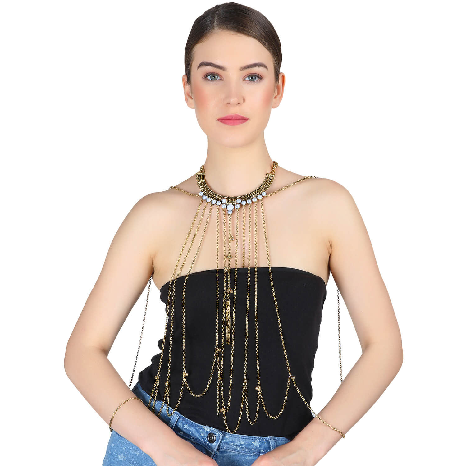 Buy Femnmas Beads Necklace Body Chain For Girls - Purplle