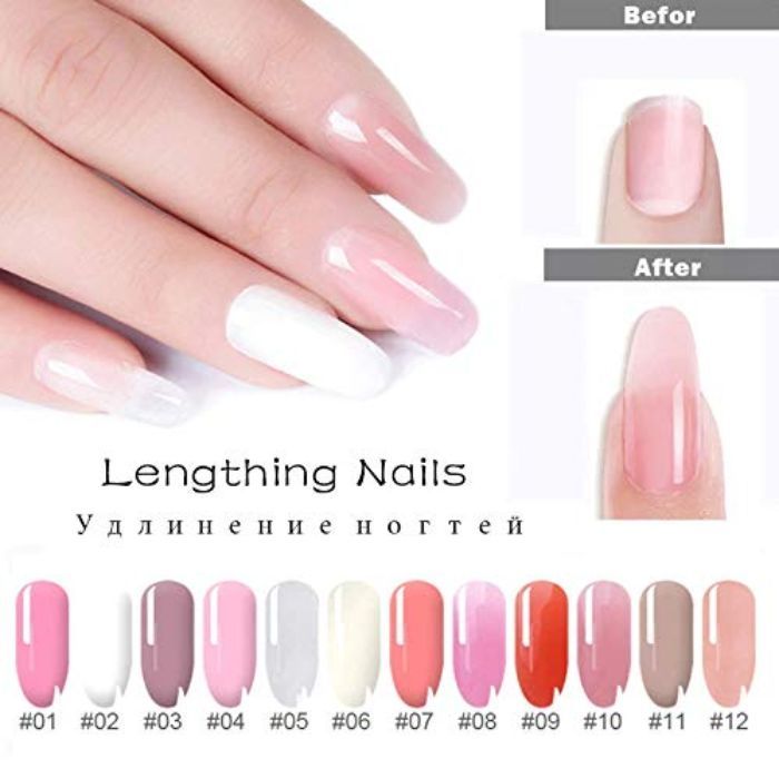 8-teiliges Polygel Nagel-Set Mit UV-Lampe – Starter-Kit Für Nagelverlängerung, Inkl. Basis, Top Coat & Slip Solution